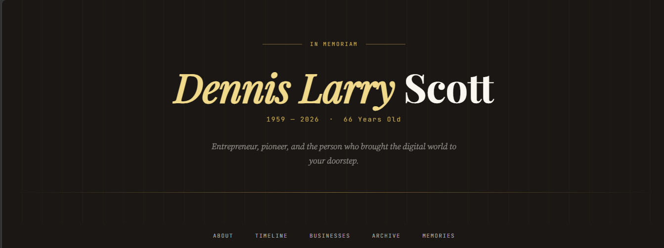 Dennis Scott memorial site preview